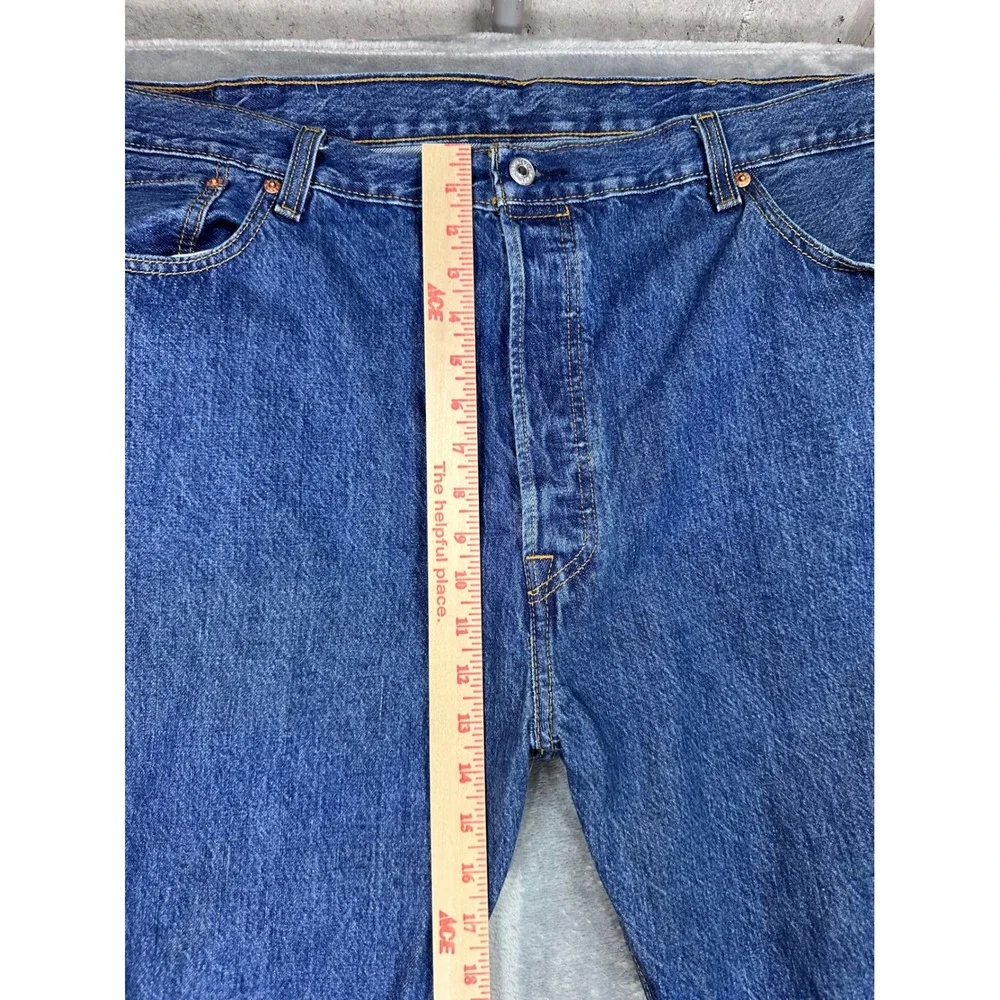Levis 501 Original Fit Mens Blue Denim Straight Leg Button Fly Jeans 44x32